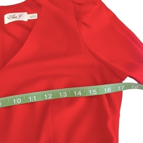 eliza J Red 3/4 Sleeve V-Neck Midi Dress Sz 4 - Picture 8 of 11